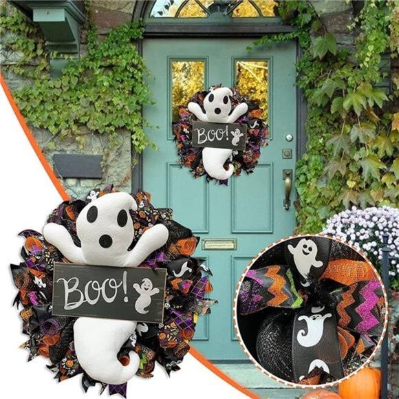 Halloween Witch Ghost Wreath for Front Door Outside Wreath Decor - Picture 7 of 7